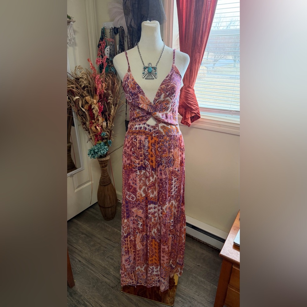 Angie Vibrant Purple and Orange Maxi Dress